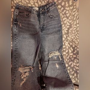 Zara Distressed Knees Straight Leg Jeans